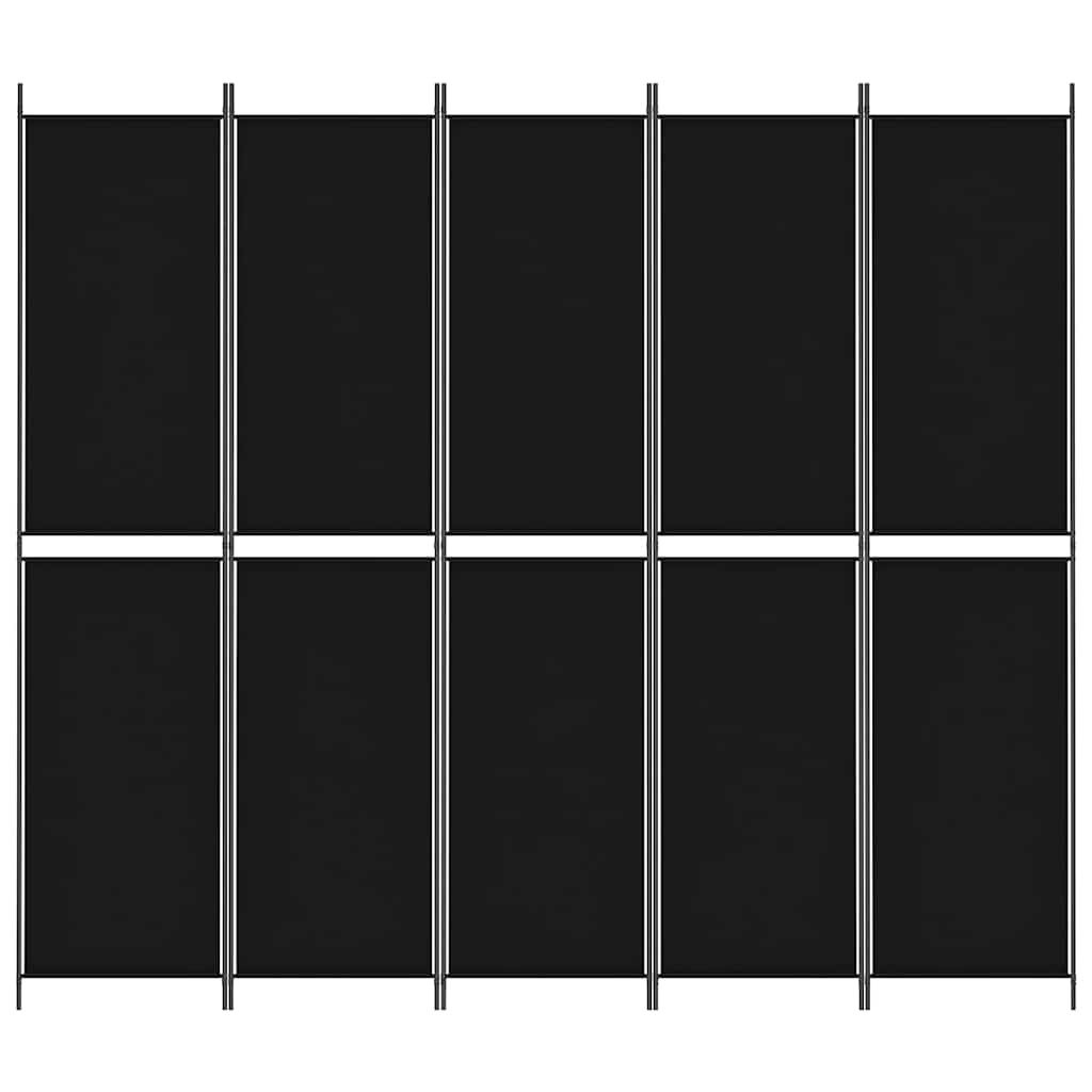 Divisorio 5 Pannelli Nero 250x220 cm Tessuto