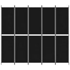 Divisorio 5 Pannelli Nero 250x220 cm Tessuto