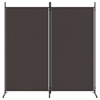 Divisorio a 2 Pannelli Marrone 175x180 cm in Tessuto