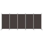 Divisorio a 5 Pannelli Marrone 433x180 cm in Tessuto