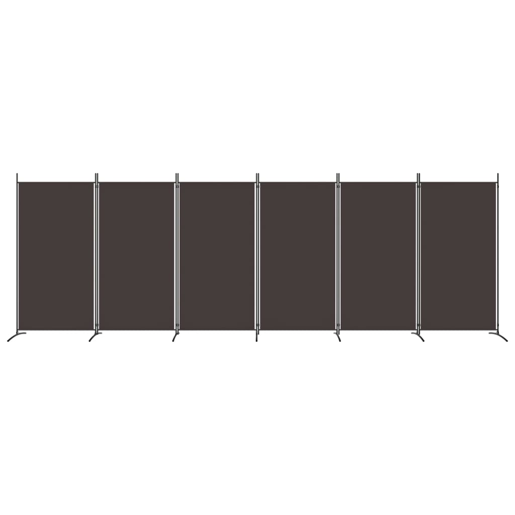 Divisorio a 6 Pannelli Marrone 520x180 cm in Tessuto