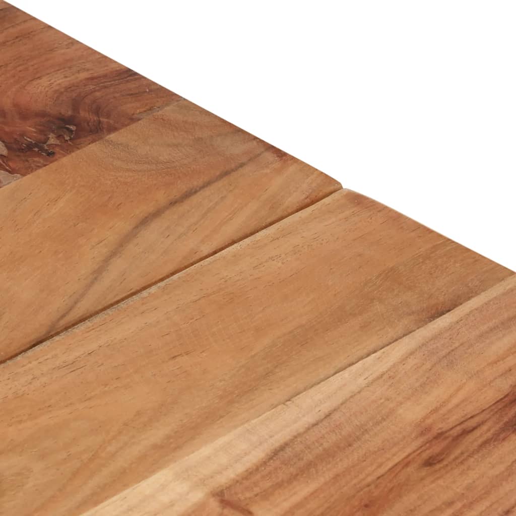 Tavolino Salotto Argento Acciaio Inox e Legno Massello Acacia