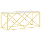 Tavolino da Salotto 110x45x45 cm in Acciaio Inox e Vetro