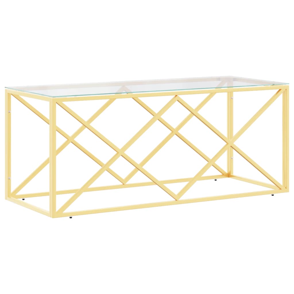 Tavolino da Salotto 110x45x45 cm in Acciaio Inox e Vetro