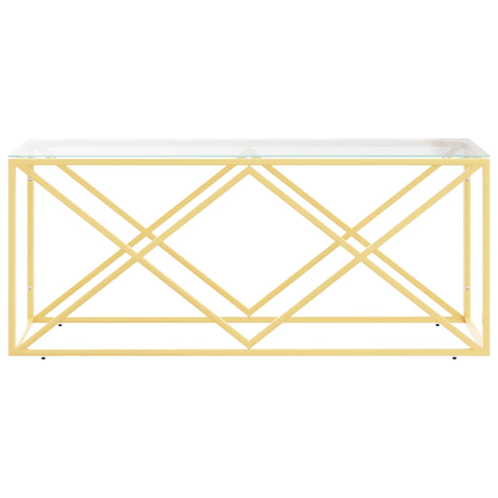 Tavolino da Salotto 110x45x45 cm in Acciaio Inox e Vetro