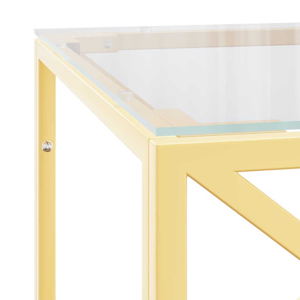 Tavolino da Salotto 110x45x45 cm in Acciaio Inox e Vetro