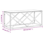 Tavolino da Salotto 110x45x45 cm in Acciaio Inox e Vetro