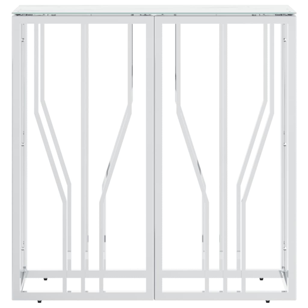 Tavolino Consolle Argento 70x30x70 cm in Acciaio Inox e Vetro