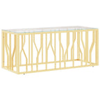 Tavolino da Salotto 110x45x45 cm in Acciaio Inox e Vetro