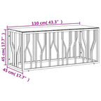 Tavolino da Salotto Oro110x45x45 cm in Acciaio Inox e Vetro