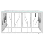 Tavolino da Salotto 80x80x40 cm in Acciaio Inox e Vetro