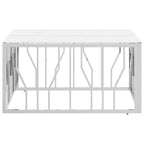 Tavolino da Salotto Argento 80x80x40 cm in Acciaio Inox e Vetro