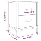 Comodino Marrone 36x30x45 cm in Legno Massello di Pino