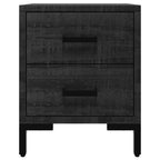 Comodino Nero 36x30x45 cm in Legno Massello di Pino
