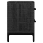Comodino Nero 36x30x45 cm in Legno Massello di Pino
