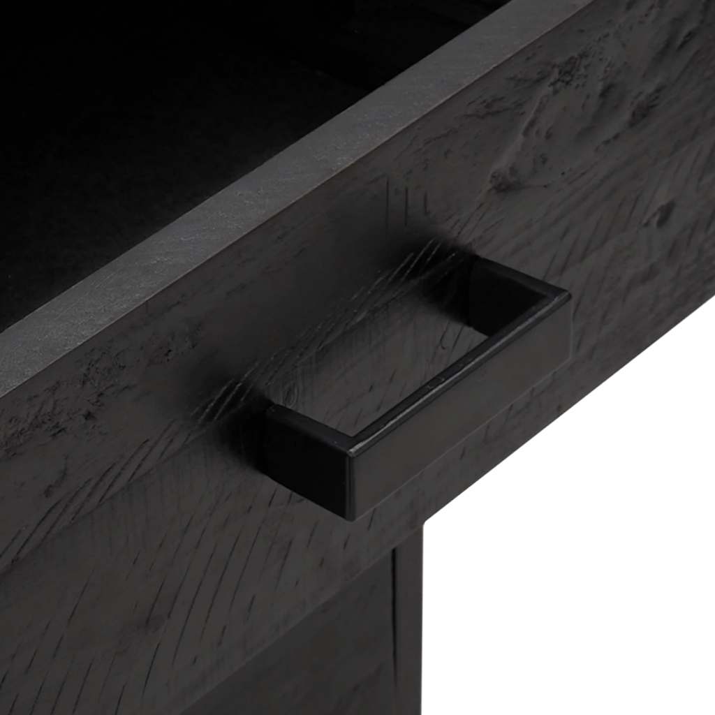 Comodino Nero 36x30x45 cm in Legno Massello di Pino