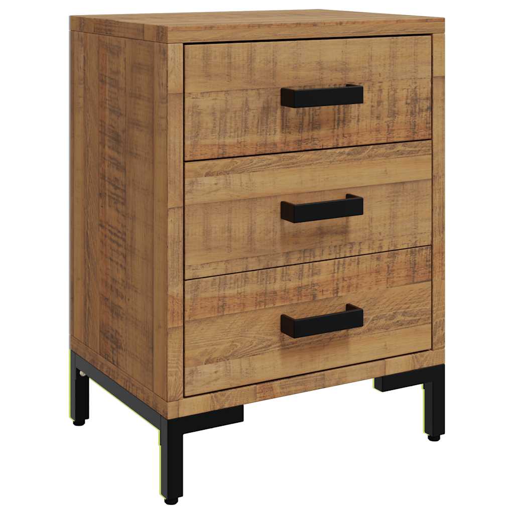 Comodino Marrone 40x30x55 cm Legno Massello di Pino Riciclato