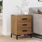 Comodino Marrone 40x30x55 cm Legno Massello di Pino Riciclato