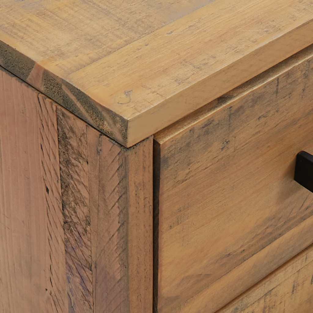Comodino Marrone 40x30x55 cm Legno Massello di Pino Riciclato