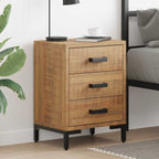 Comodino Marrone 40x30x55 cm Legno Massello di Pino Riciclato