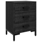 Comodino Nero 40x30x55 cm Legno Massello di Pino Riciclato