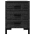 Comodino Nero 40x30x55 cm Legno Massello di Pino Riciclato