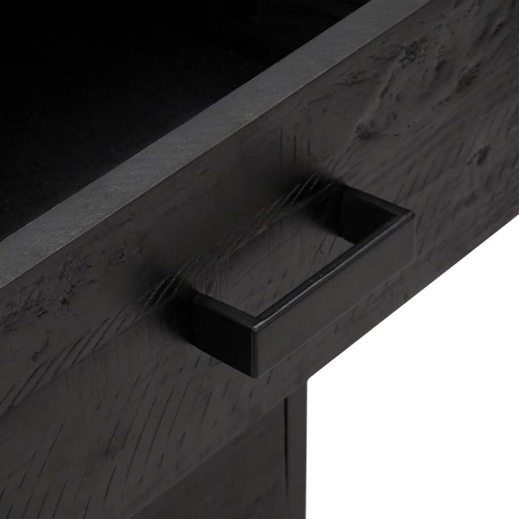 Comodino Nero 40x30x55 cm Legno Massello di Pino Riciclato
