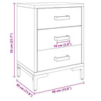 Comodino Nero 40x30x55 cm Legno Massello di Pino Riciclato
