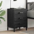 Comodino Nero 40x30x55 cm Legno Massello di Pino Riciclato