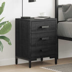 Comodino Nero 40x30x55 cm Legno Massello di Pino Riciclato