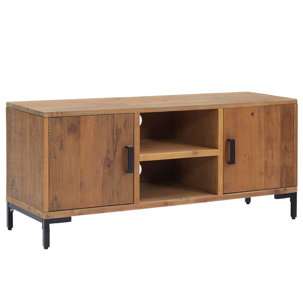 Mobile TV Marrone 110x35x48 cm in Legno Massello di Pino