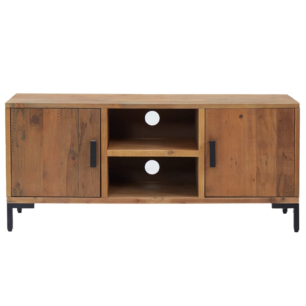 Mobile TV Marrone 110x35x48 cm in Legno Massello di Pino