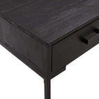 Tavolino da Salotto Nero 90x50x35 cm in Legno Massello di Pino