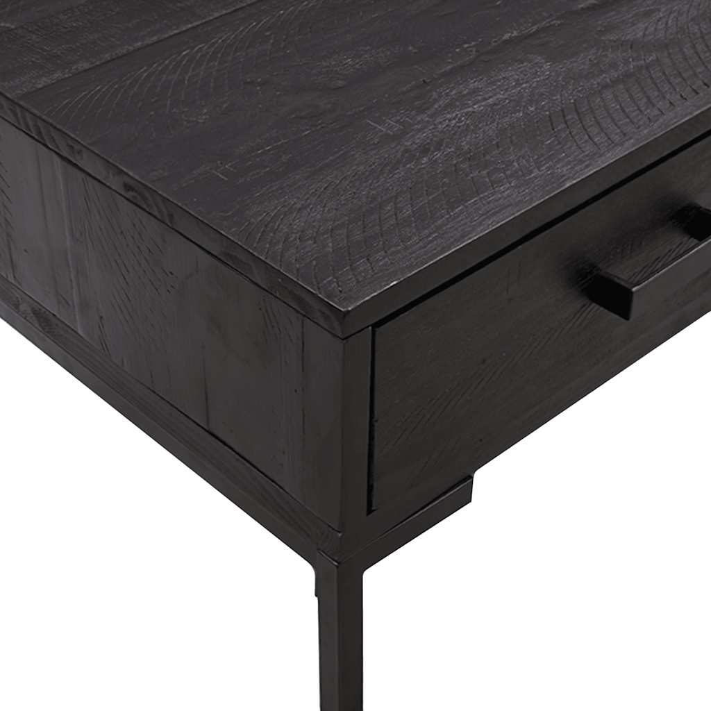 Tavolino da Salotto Nero 90x50x35 cm in Legno Massello di Pino