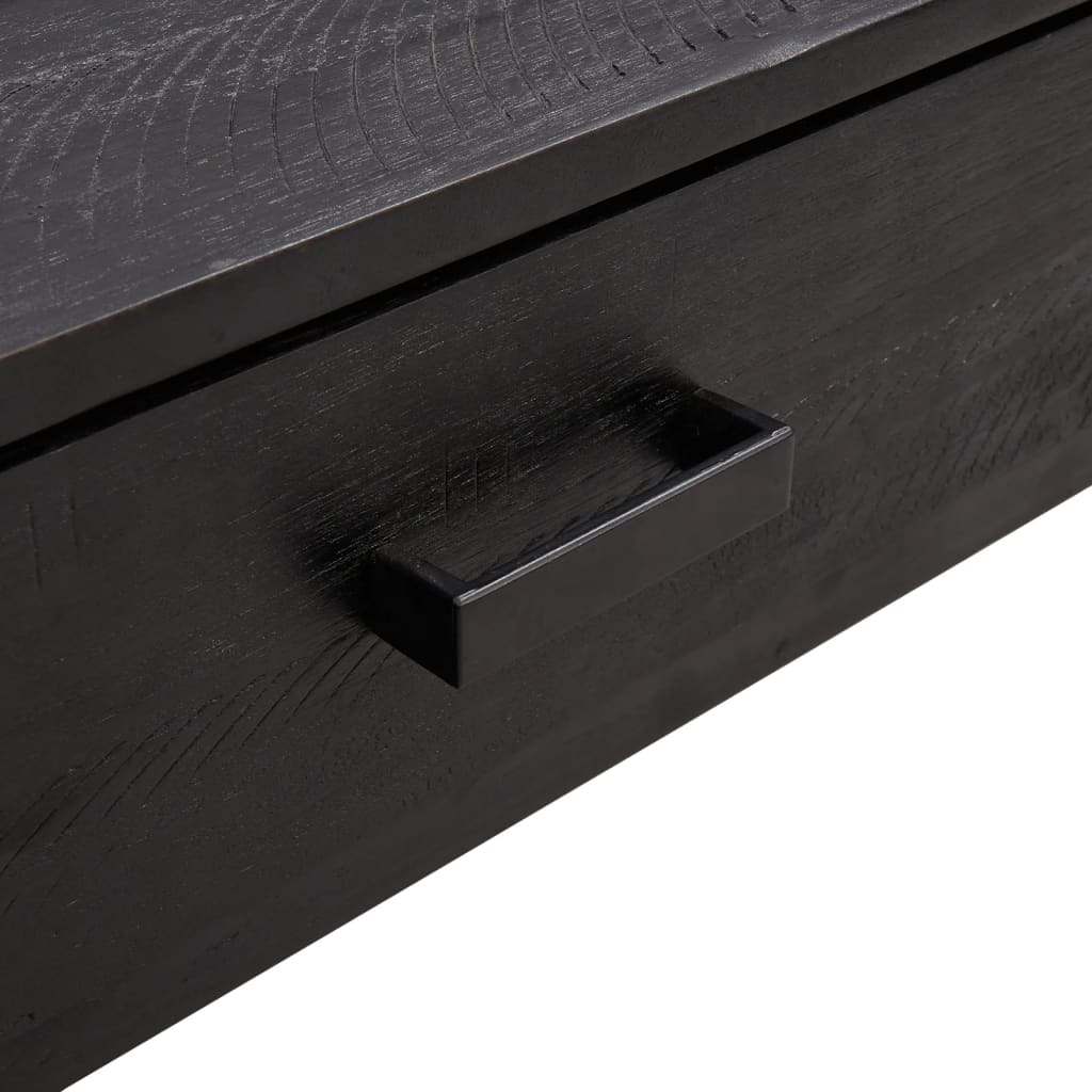 Tavolino da Salotto Nero 90x50x35 cm in Legno Massello di Pino
