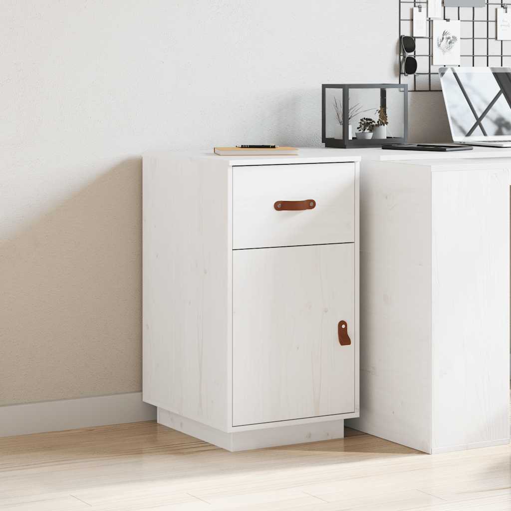 Armadietto da Scrivania Bianco 40x50x75 cm Legno Massello Pino