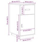Armadietto da Scrivania Bianco 40x50x75 cm Legno Massello Pino