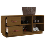 Scarpiera Ambrata 100x34x45 cm in Legno Massello di Pino