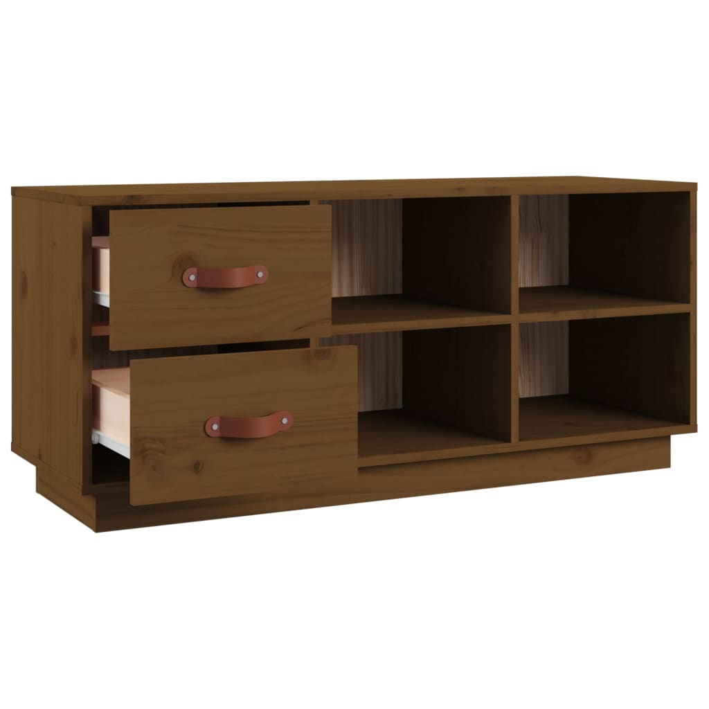 Scarpiera Ambrata 100x34x45 cm in Legno Massello di Pino