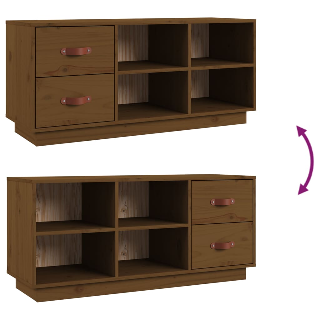 Scarpiera Ambrata 100x34x45 cm in Legno Massello di Pino