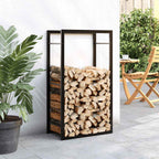 Portalegna Nero Opaco 50x28x94 cm Acciaio