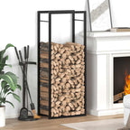 Portalegna Nero Opaco 50x28x132 cm in Acciaio