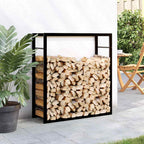 Portalegna Nero Opaco 80x28x86 cm in Acciaio