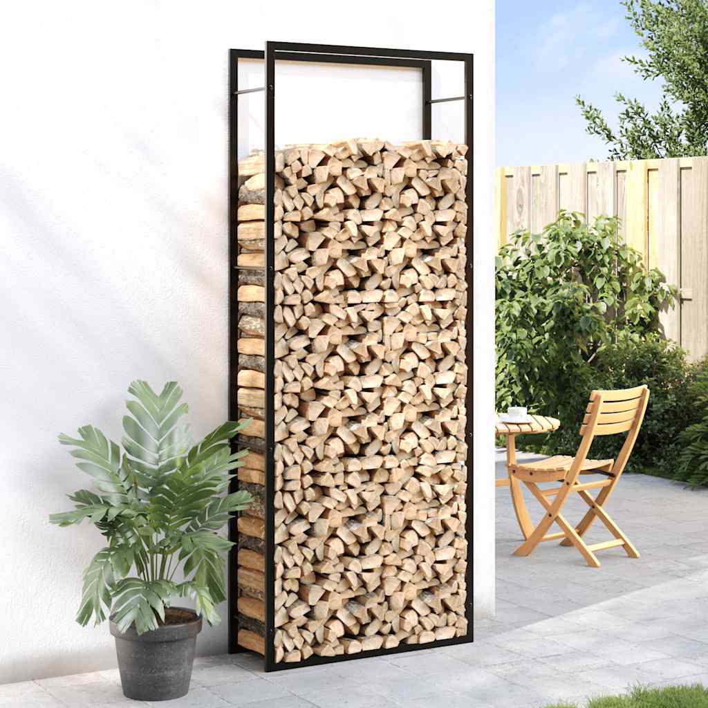 Portalegna Nero Opaco 80x28x222 cm Acciaio