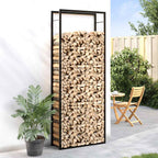 Portalegna Nero Opaco 80x28x222 cm Acciaio