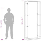 Portalegna Nero Opaco 80x28x222 cm Acciaio