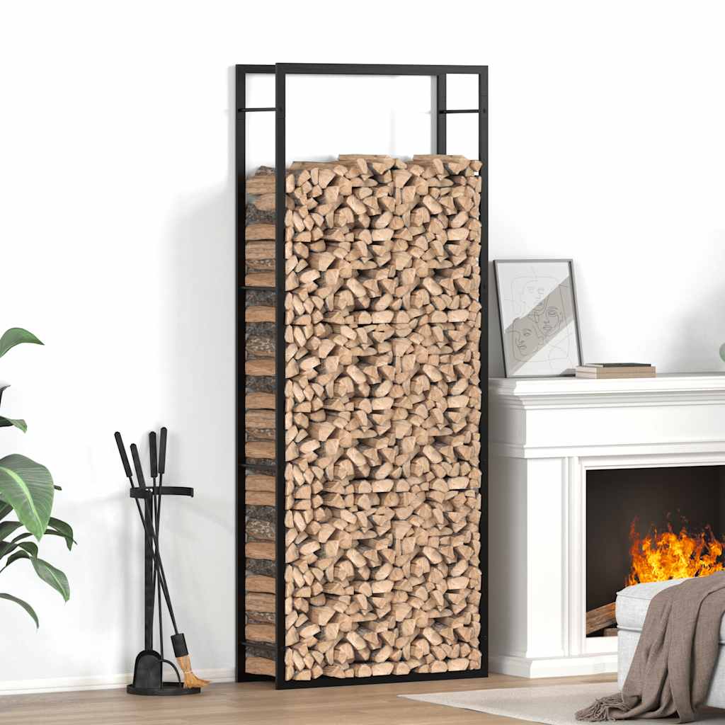 Portalegna Nero Opaco 80x28x222 cm Acciaio