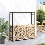 Portalegna Nero Opaco 110x28x116 cm in Acciaio