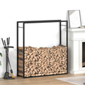 Portalegna Nero Opaco 110x28x116 cm in Acciaio