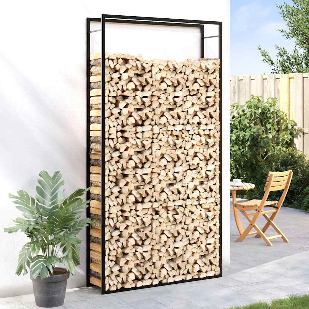Portalegna Nero Opaco 110x28x214 cm in Acciaio